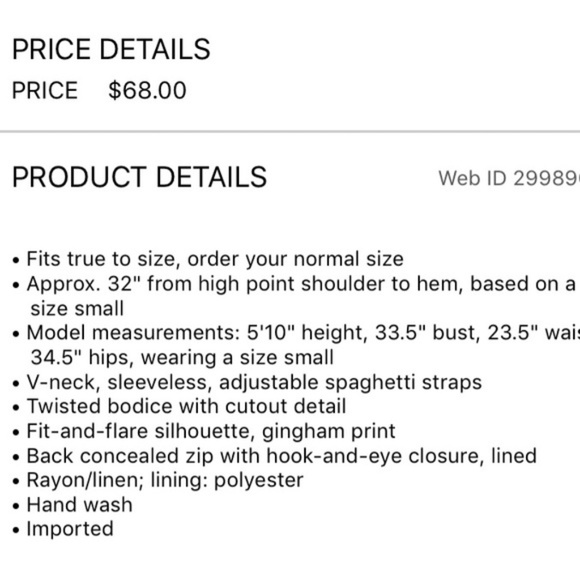 GINGHAM CUTOUT DRESS COTTON CANDY LA NWT S - Picture 8 of 8